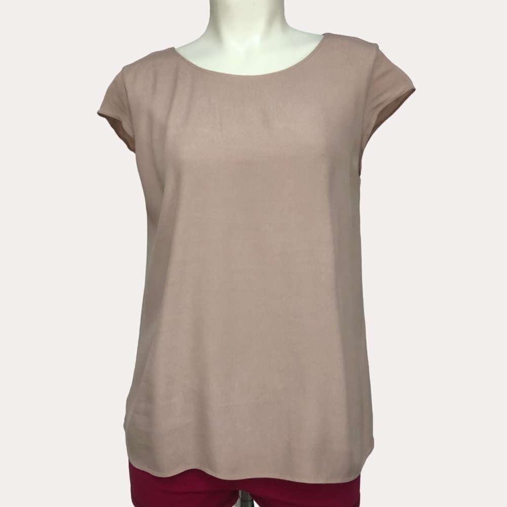 ARITZIA Wilfred Free Juliger Mocha Short Sleeve, Crepe Blouse Size XXSmall